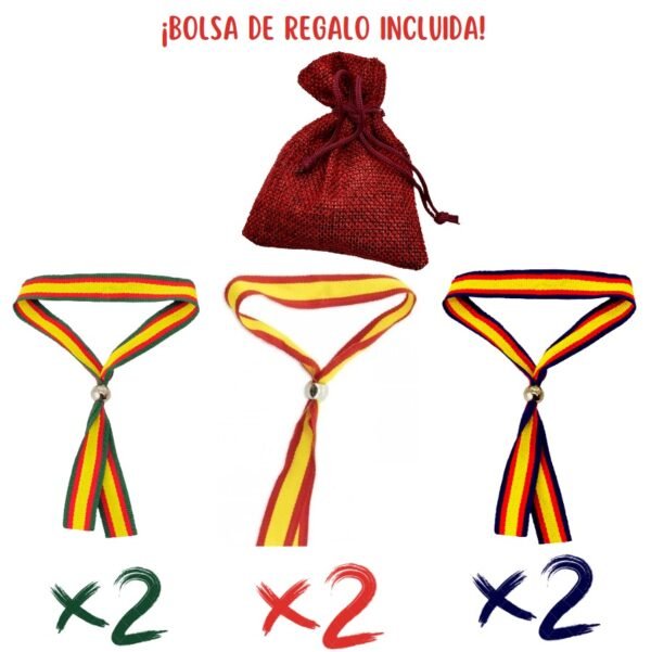 8 pulseras con bandera España de tela colores mixtos. - Imagen 2