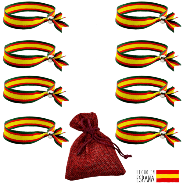 8 pulseras con bandera España de tela verde. - Image 6