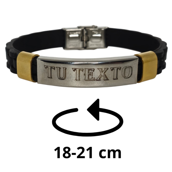 Pulsera personalizada Cuero Negro y Dorado - Imagen 6