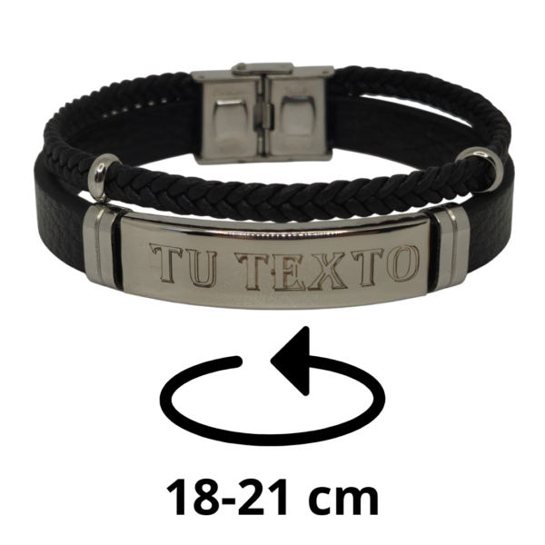 Pulsera personalizada Cuero Negro - Image 3