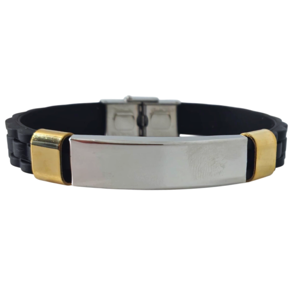 Pulsera personalizada Cuero Negro y Dorado - Imagen 2